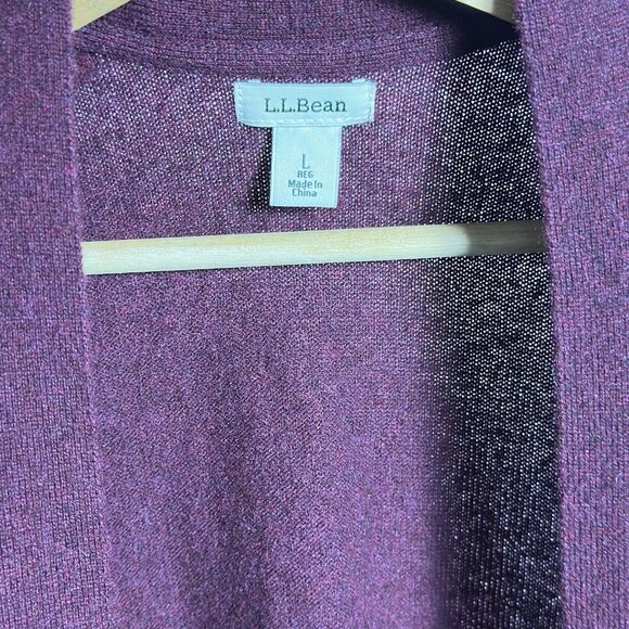 L.L.Bean Women's Blue 100% Cashmere Open Cardigan Sweater Size Large - Picture 3 of 11